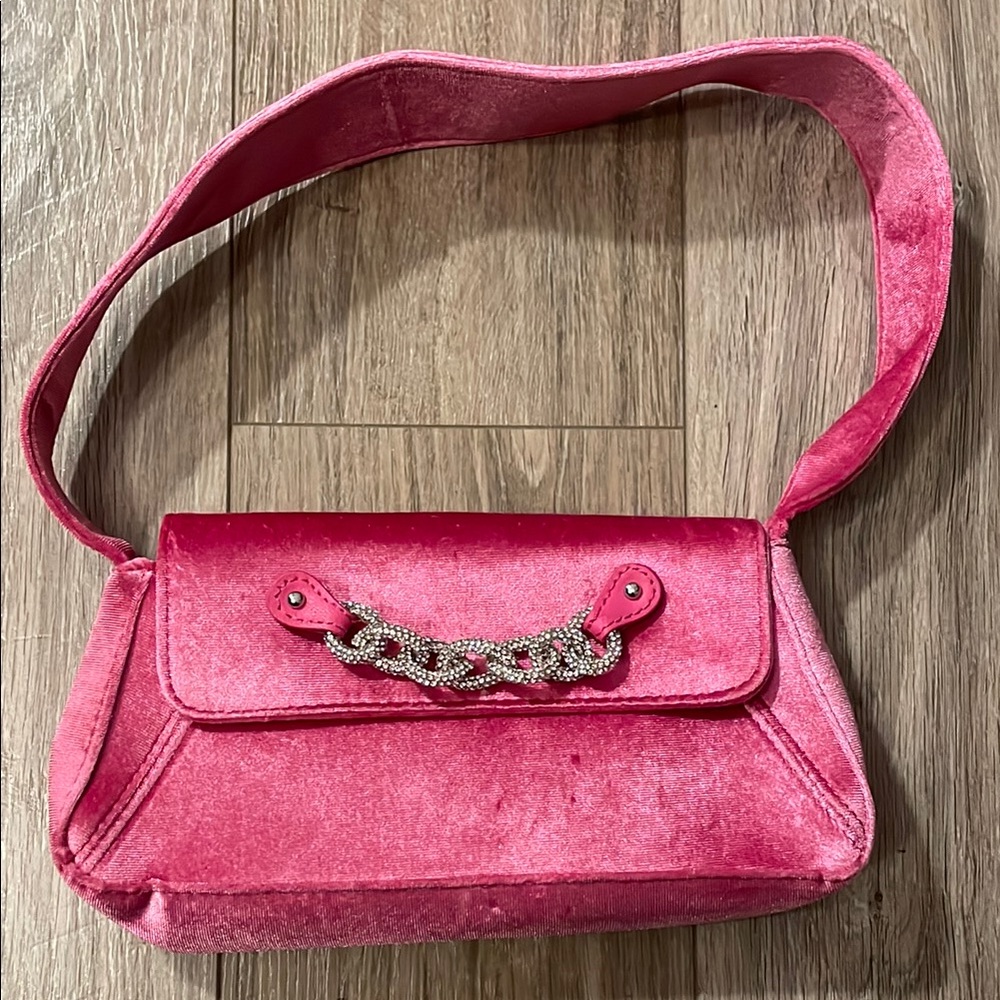 Pink Velvet Chain Shoulder Bag